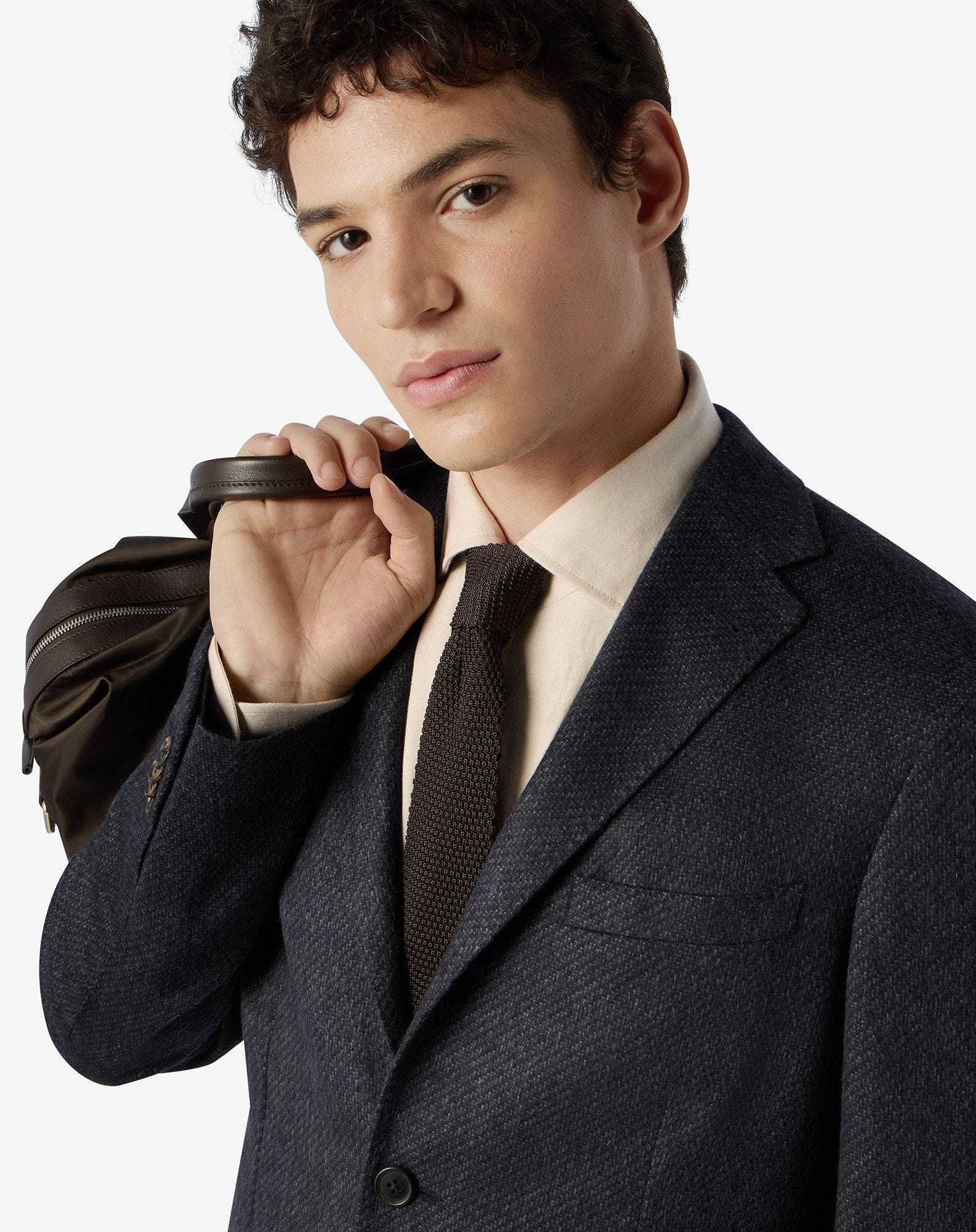 Blue unlined cashmere and silk jacket - 4