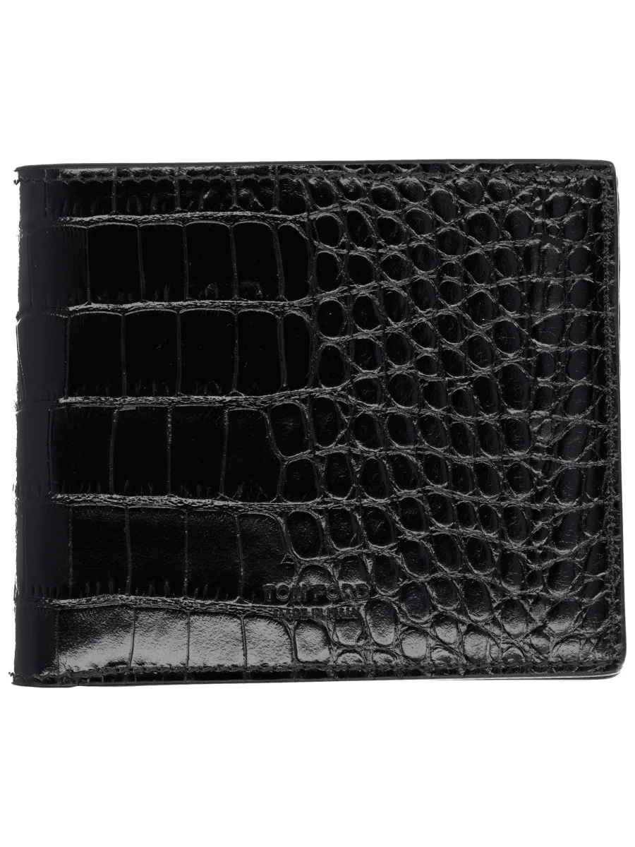 CROCODILE-EFFECT LEATHER "BI-FOLD" WALLET - 1