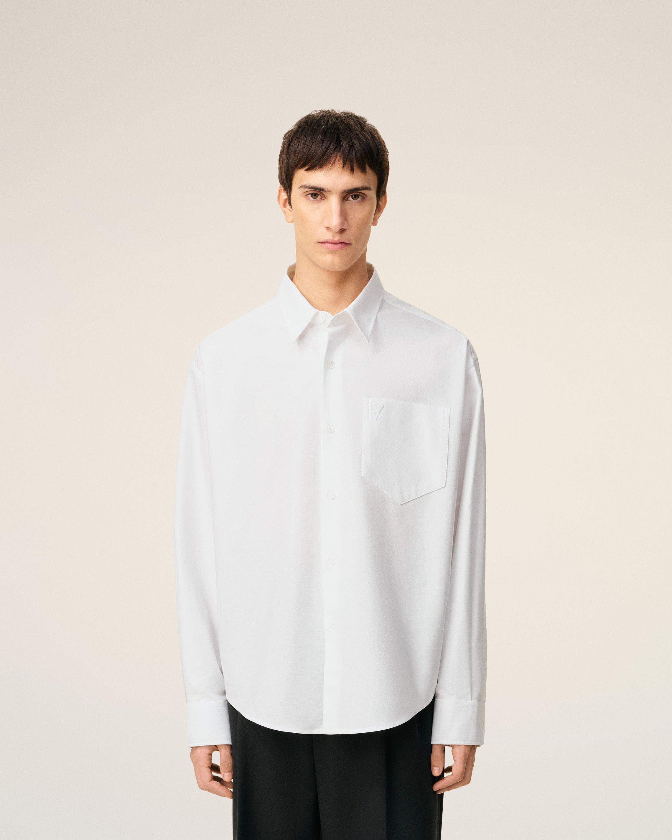 WHITE COTTON AMI DE COEUR BOXY SHIRT - 3