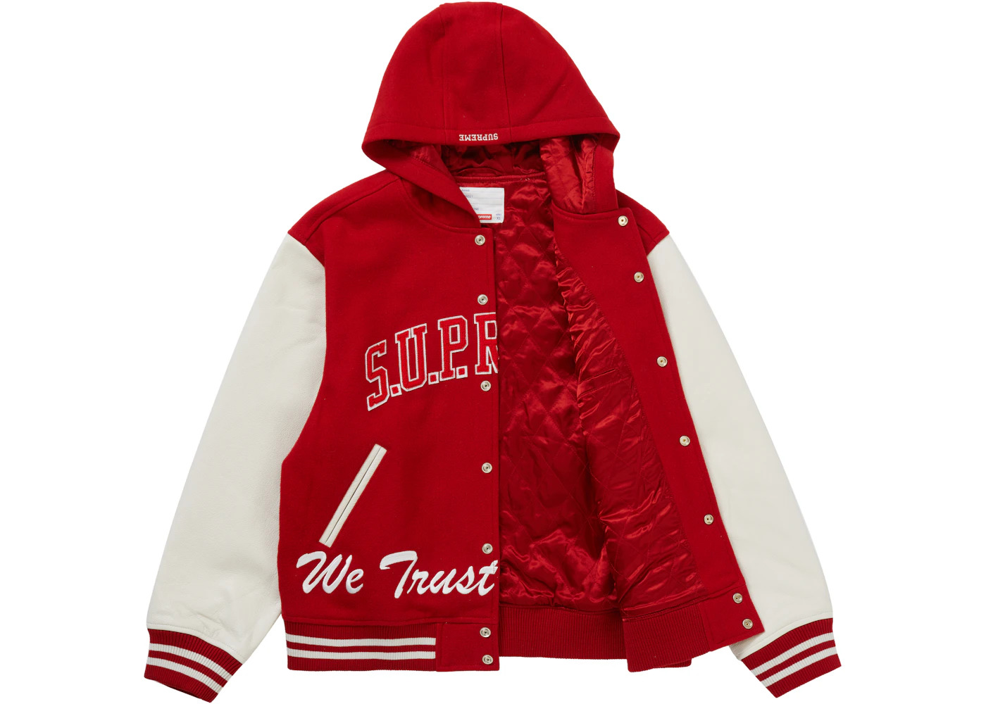 Supreme King Hooded Varsity Jacket Red - 2