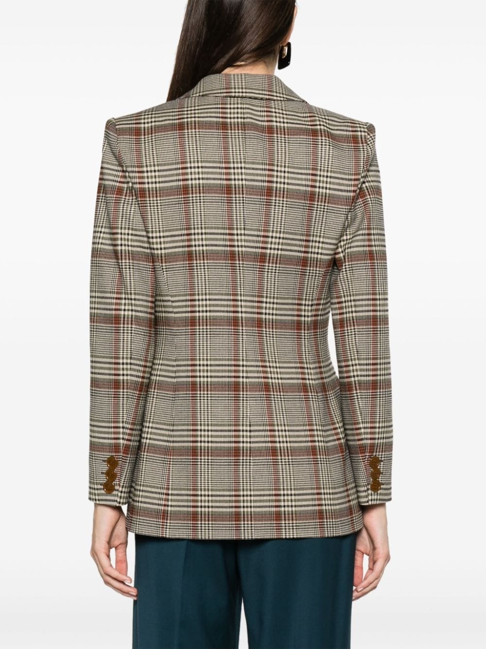 checked single-breasted blazer - 4