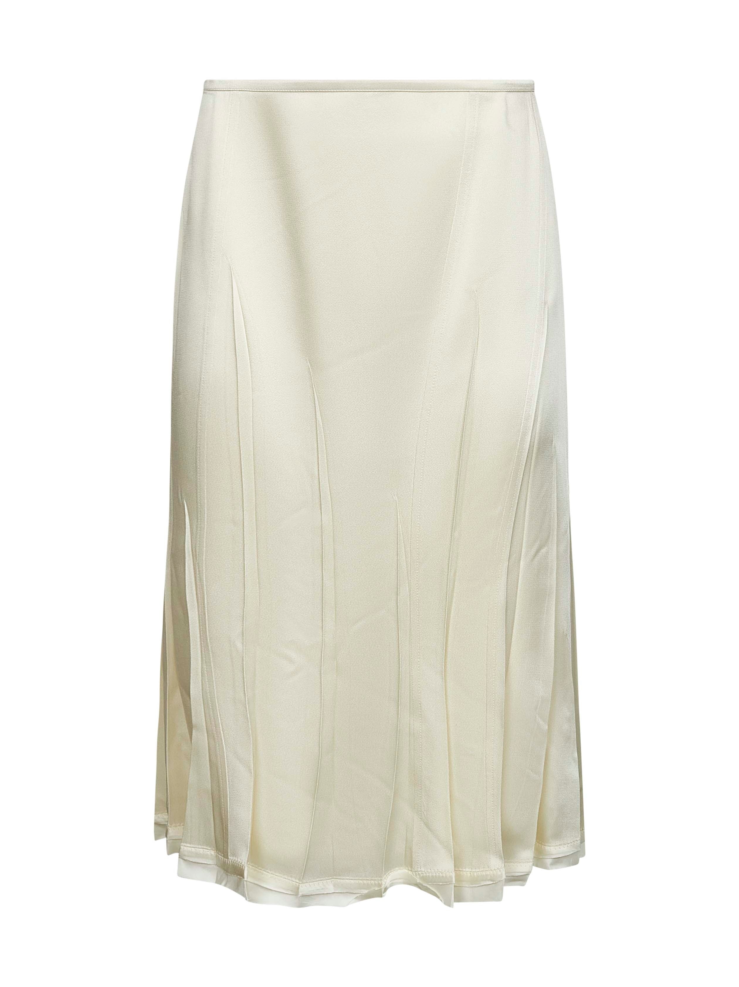 Ivory satin flared skirt - 1