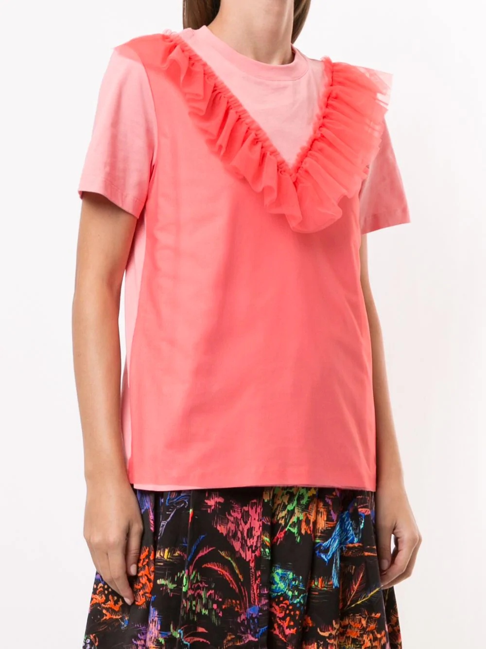 ruffle-trim cotton T-shirt - 3