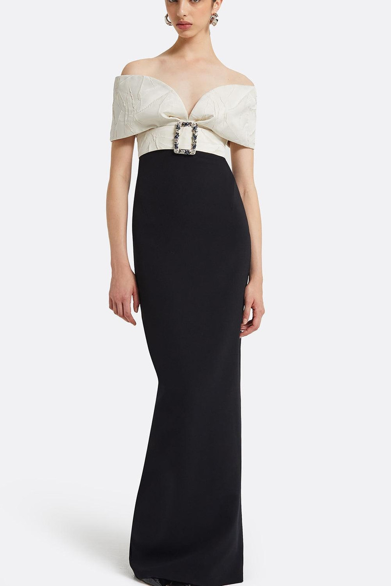 Safiyaa Abike Gown - Ivory Black outlook