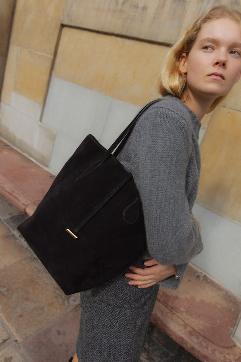 Liffner TALL SPROUT TOTE BLACK SUEDE outlook