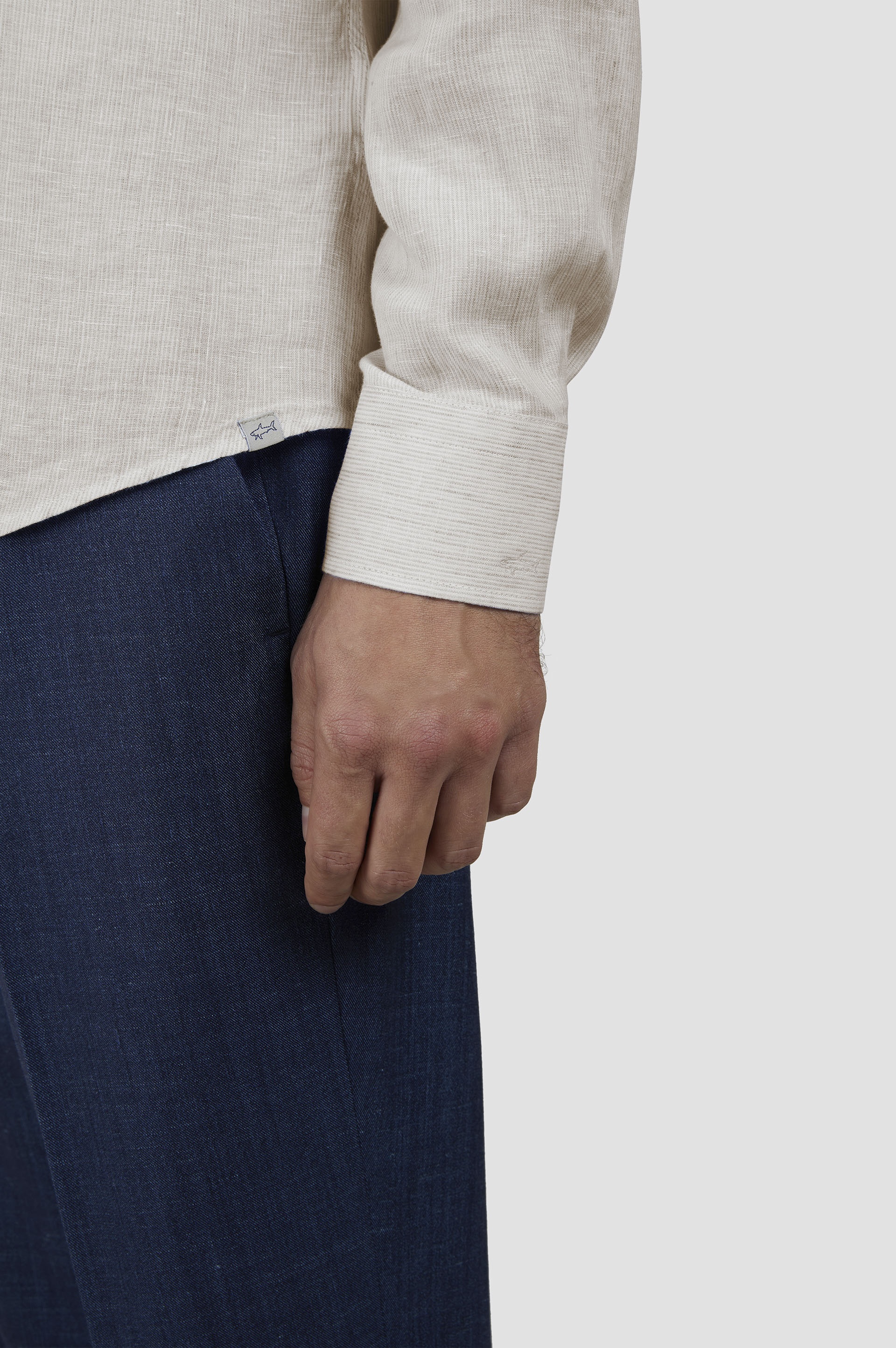 LINEN SEERSUCKER SHIRT WITH FRENCH COLLAR - 6