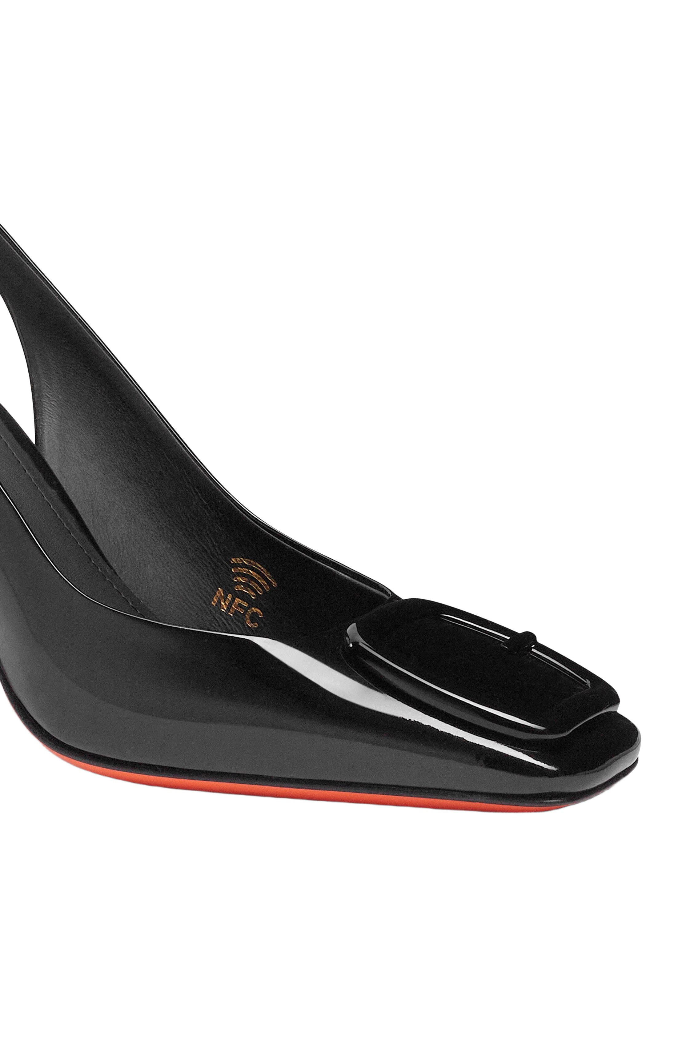 Santoni Women's patent leather high-heel slingback in Black at Nordstrom - 5