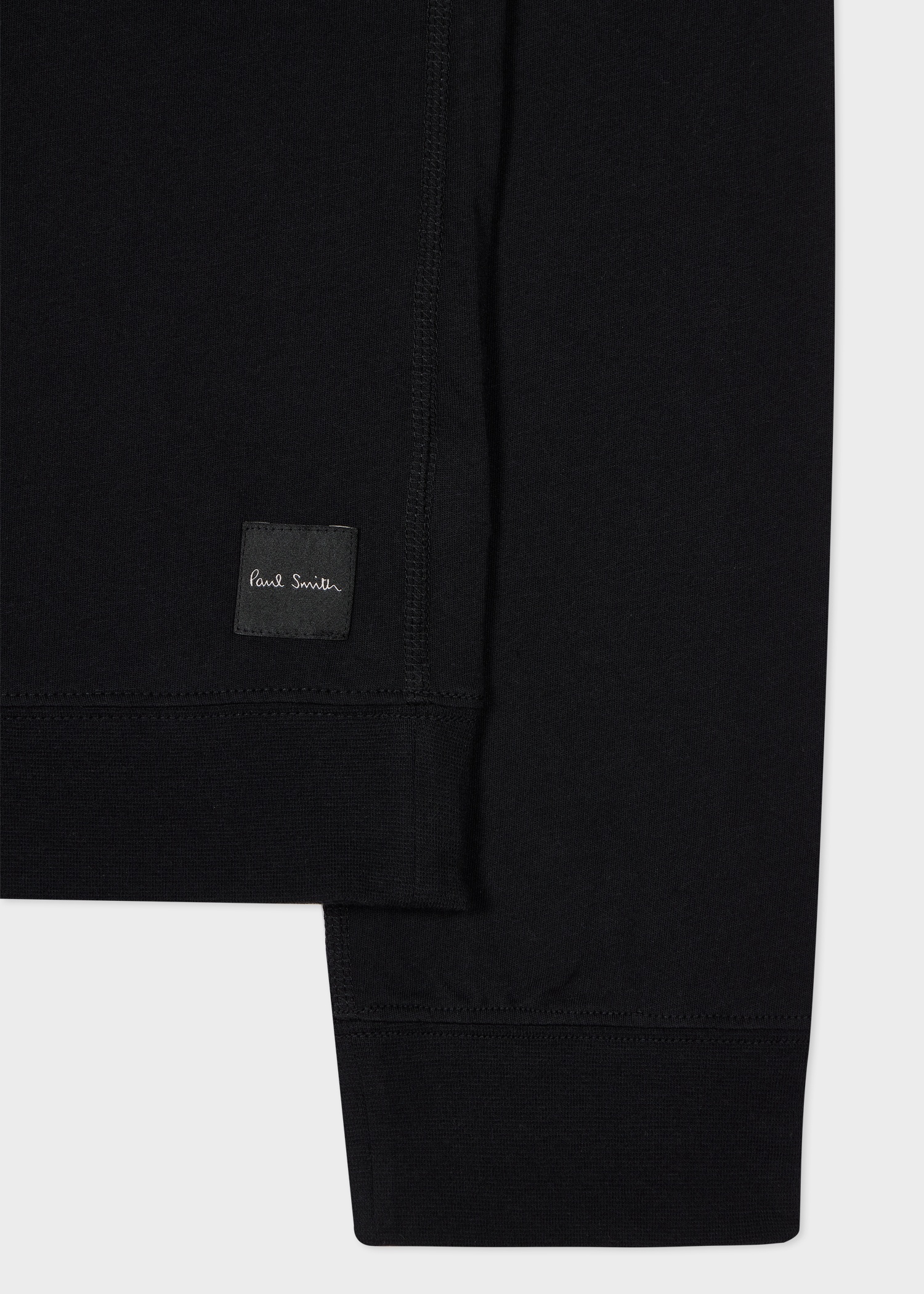 Black Jersey Cotton Long-Sleeve Lounge Top - 2