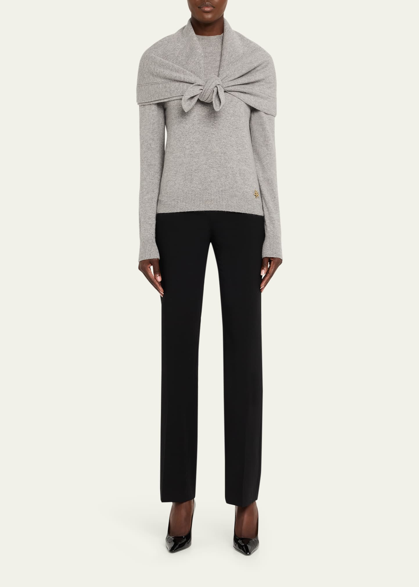 Mockneck Cashmere Knit Scarf Sweater - 2