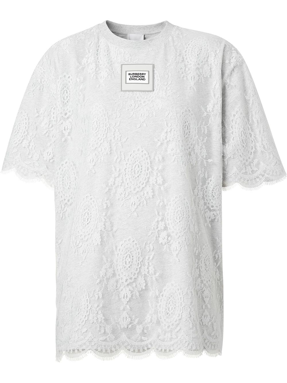 lace overlay T-shirt - 1