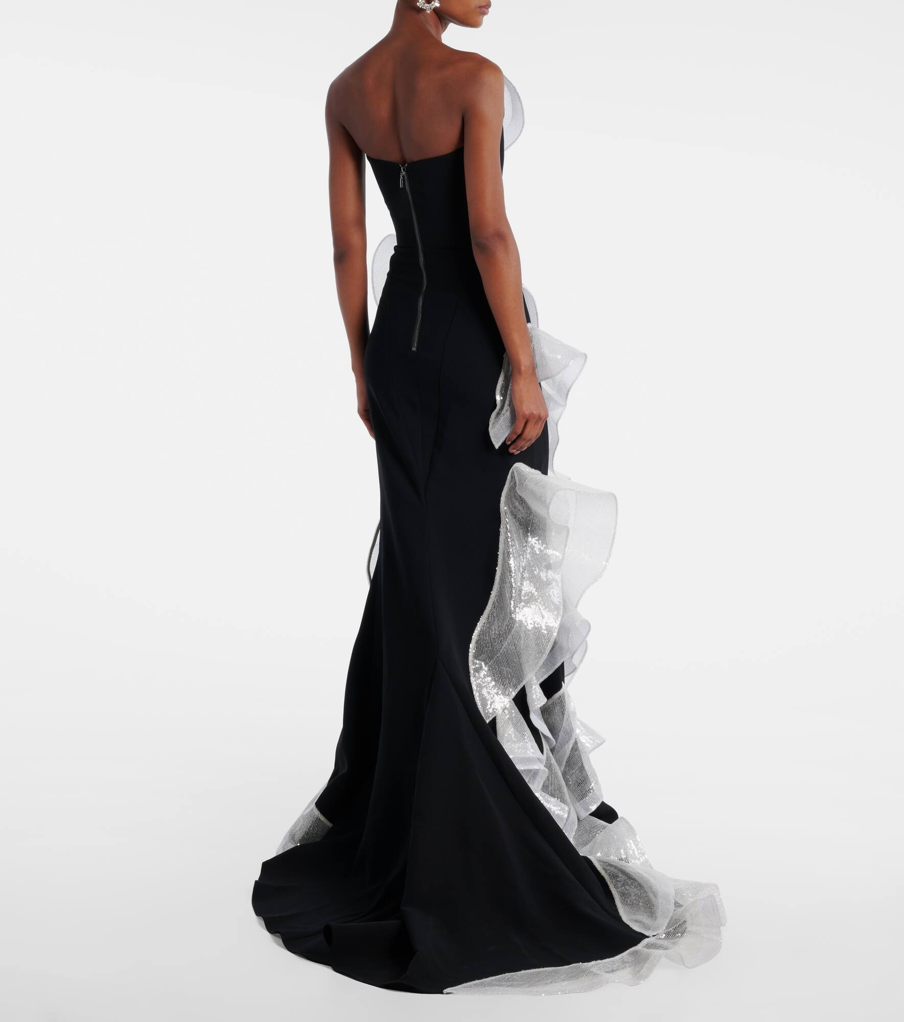 Refraction sequined ruffled gown - 3