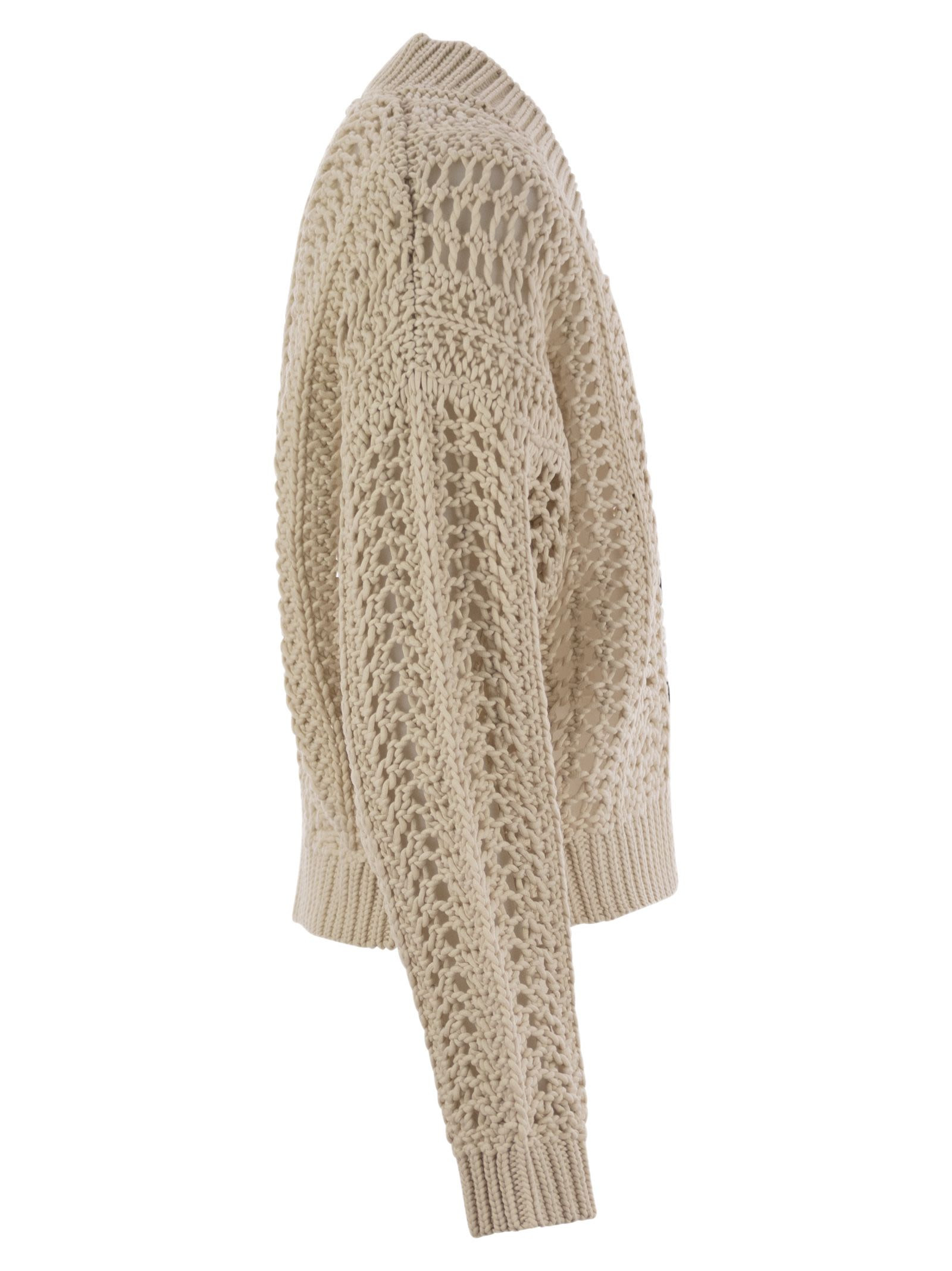 Brunello Cucinelli Women Ribbed Cotton Net Cardigan - 3