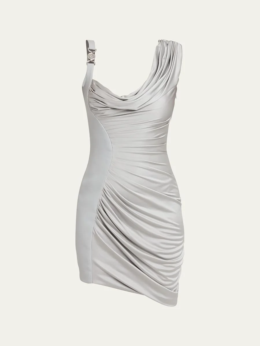 Draped Liquid Jersey Mini Cocktail Dress - 1
