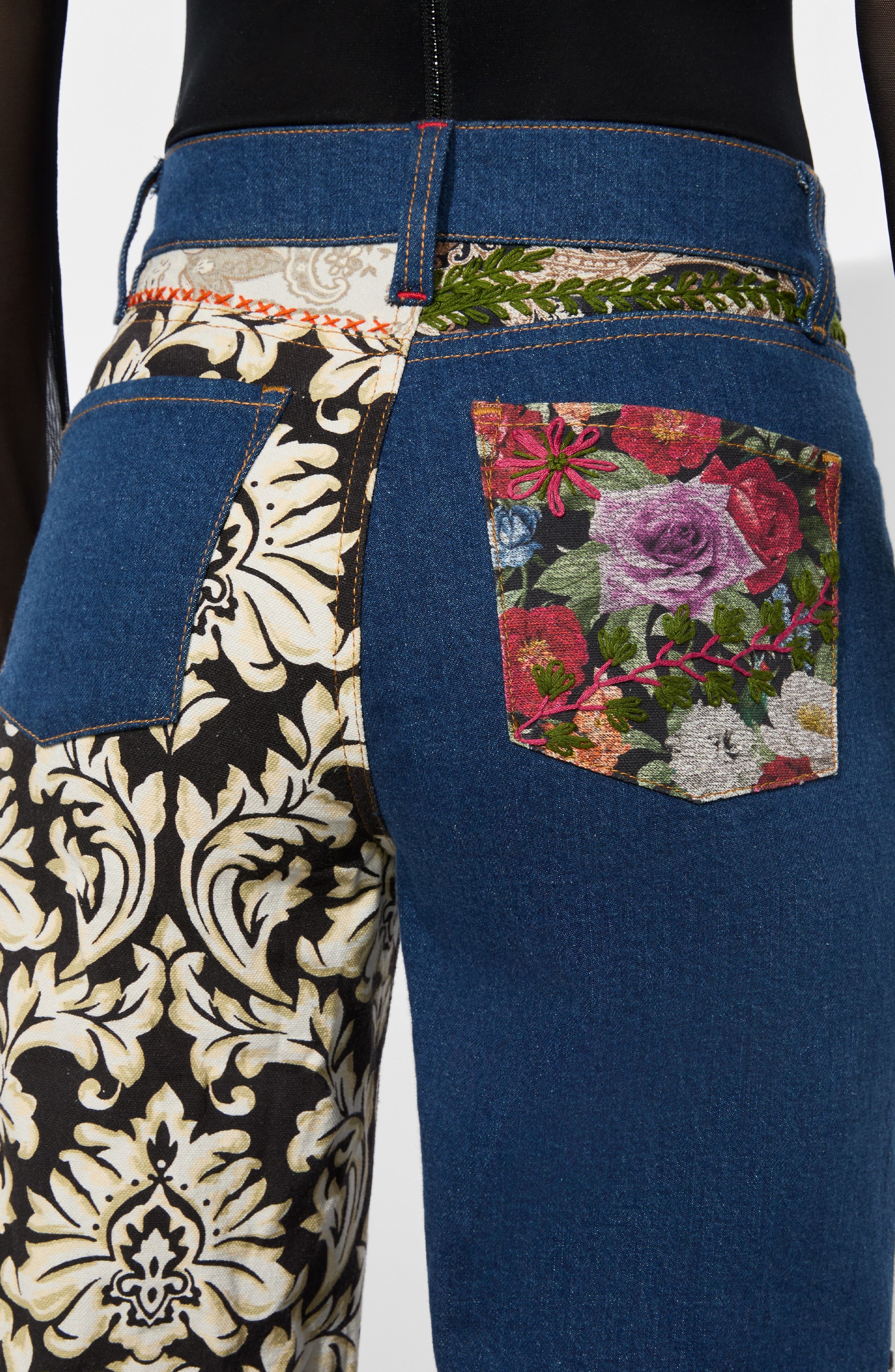Alice + Olivia Weezy Patchwork Jeans in Lola Blue/Multi at Nordstrom - 4