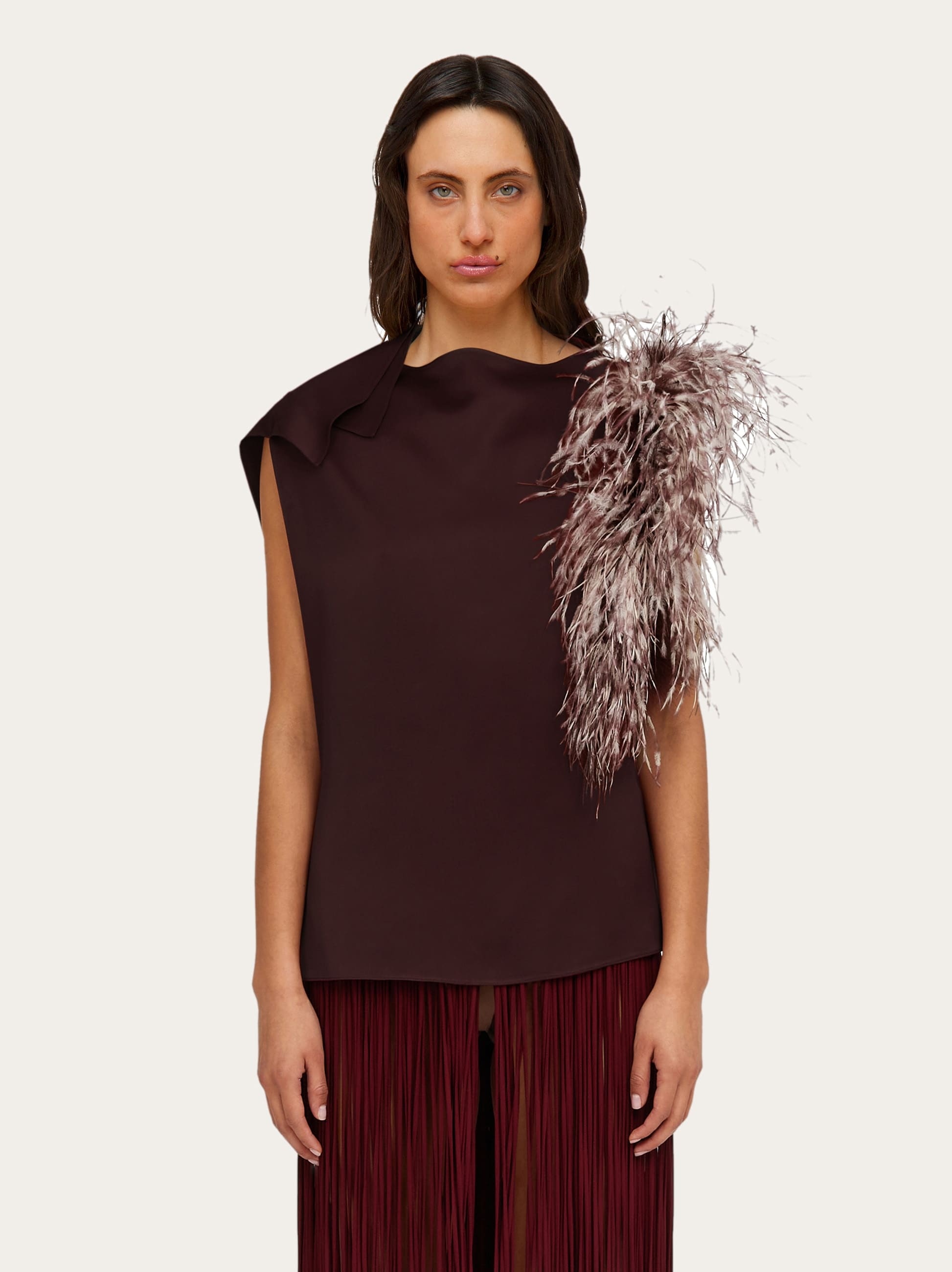 Asymmetric top with feather bouquet - 2