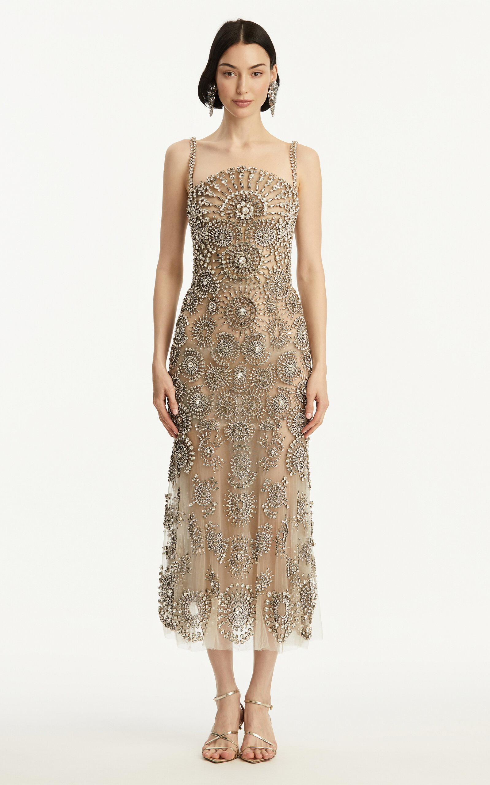 Embellished Tulle Midi Dress silver - 4