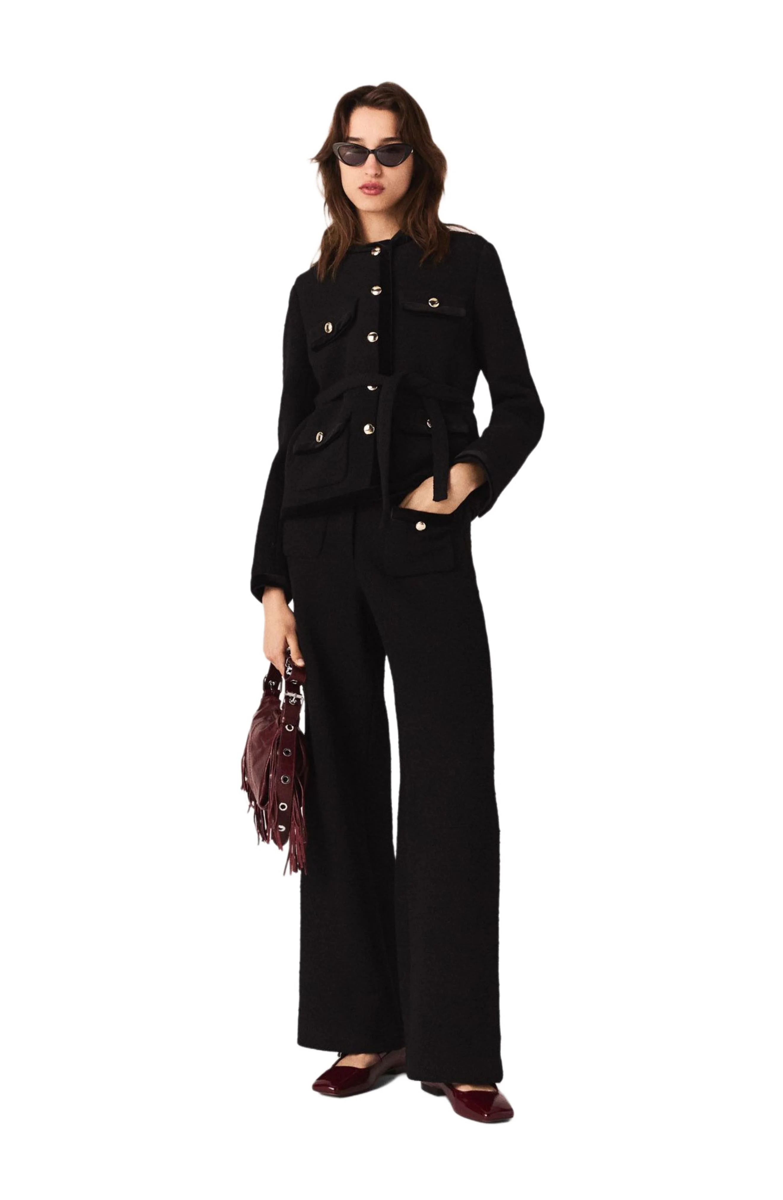 maje Long tweed jacket in Black at Nordstrom - 1