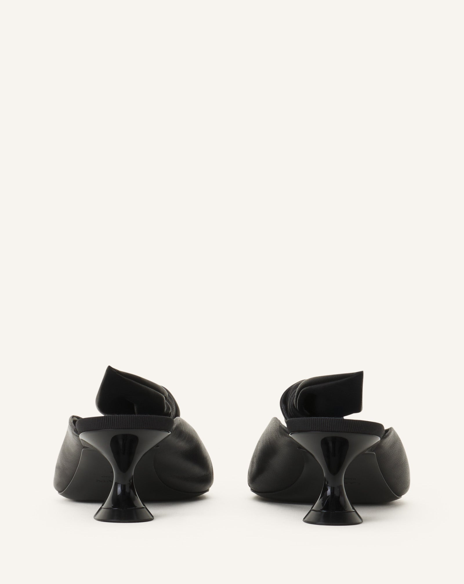 MIDNIGHT STEP BOW LEATHER MULE WITH HEEL - 3
