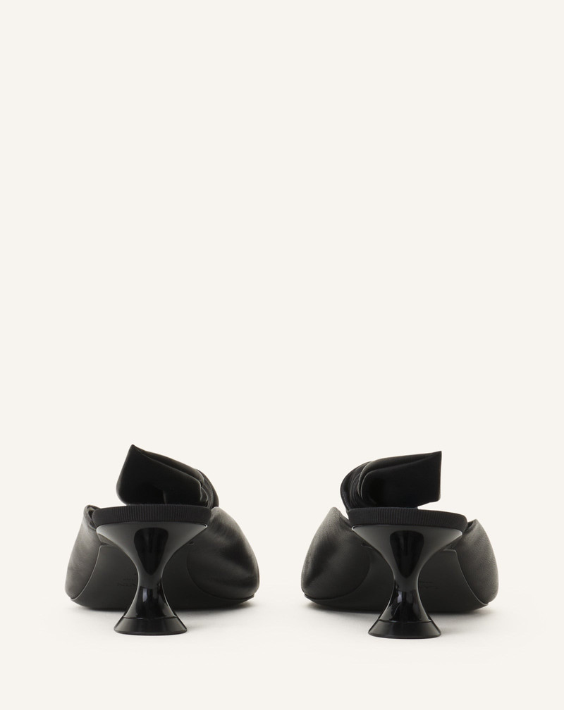 MIDNIGHT STEP BOW LEATHER MULE WITH HEEL 3