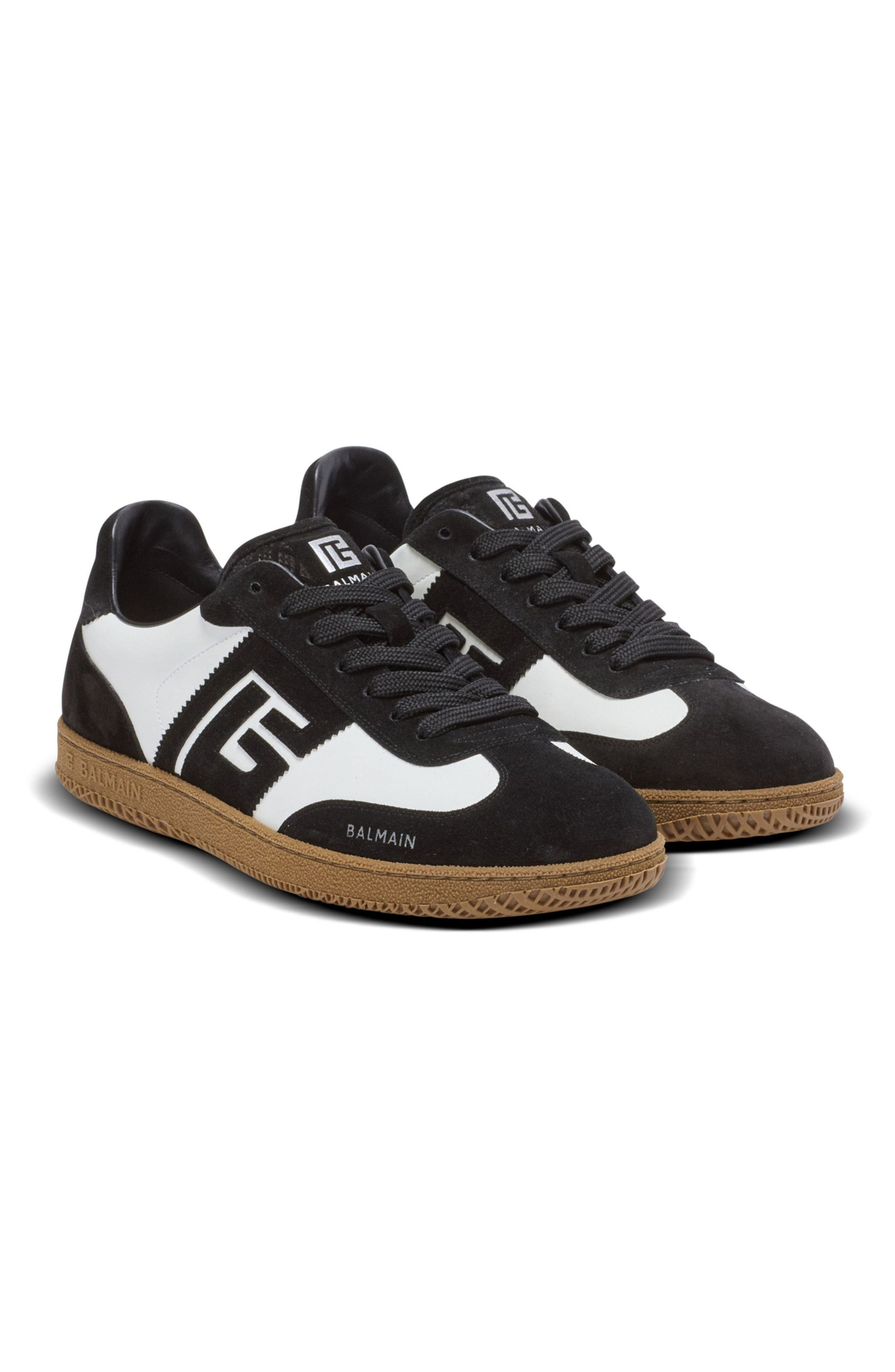 Balmain Swan trainers in calfskin and suede in Black at Nordstrom - 2