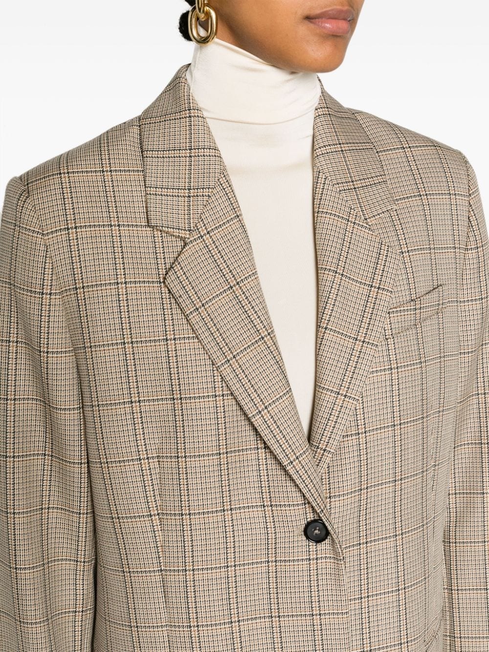 check-pattern wool blazer - 5
