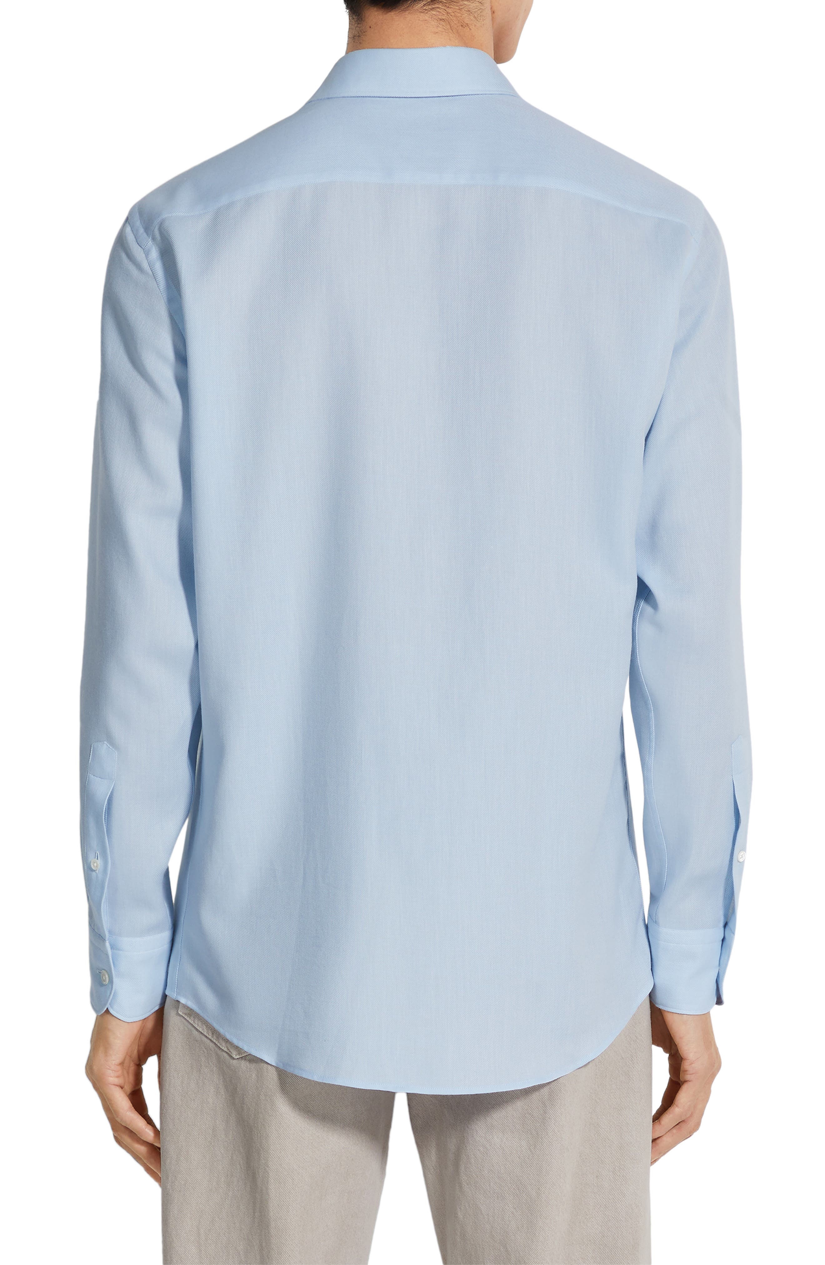 ZEGNA Cashco Cotton & Cashmere Button-Up Shirt in Ghiaccio at Nordstrom - 2