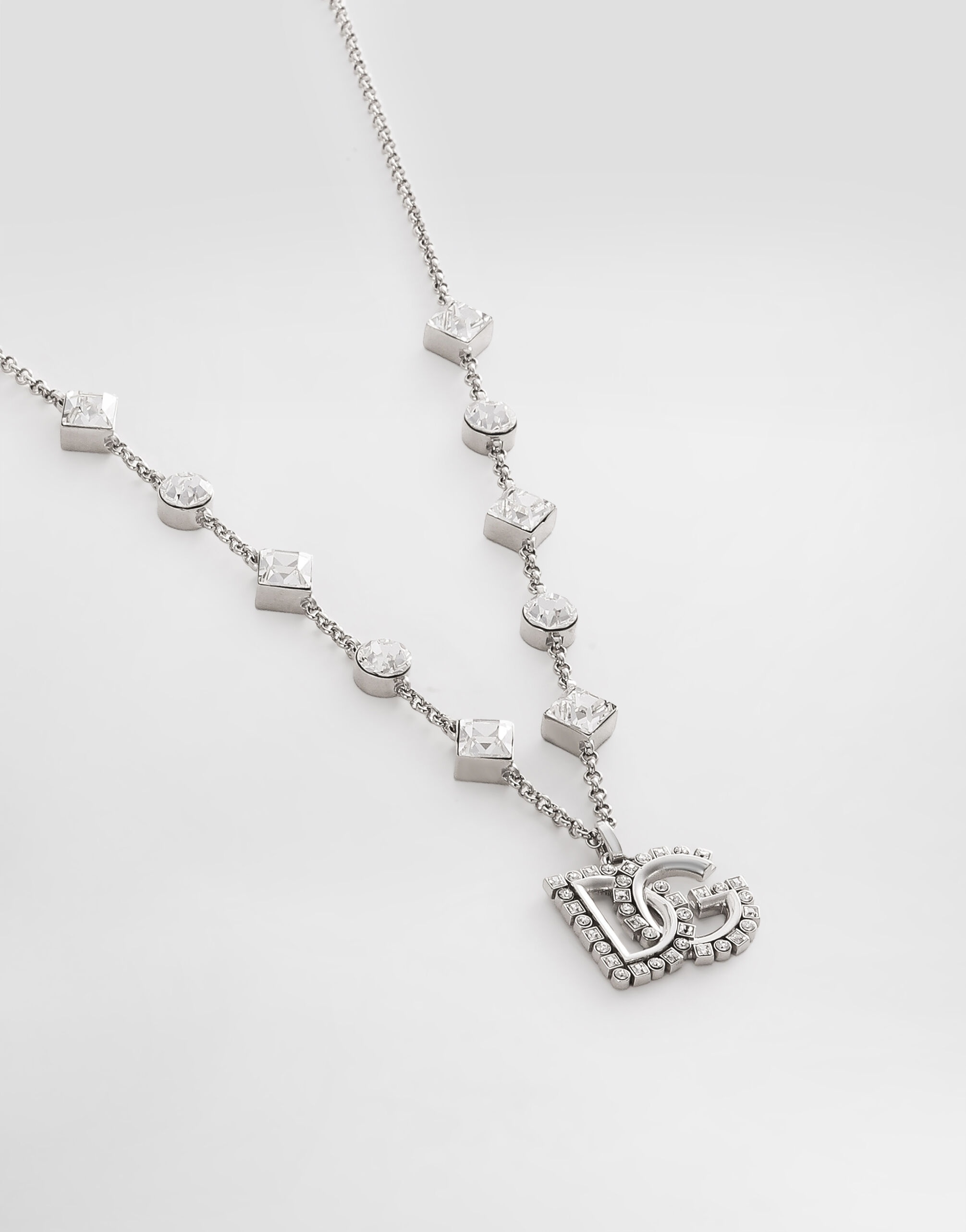 Fine link necklace with rhinestone-detailed DG logo and accents - 3