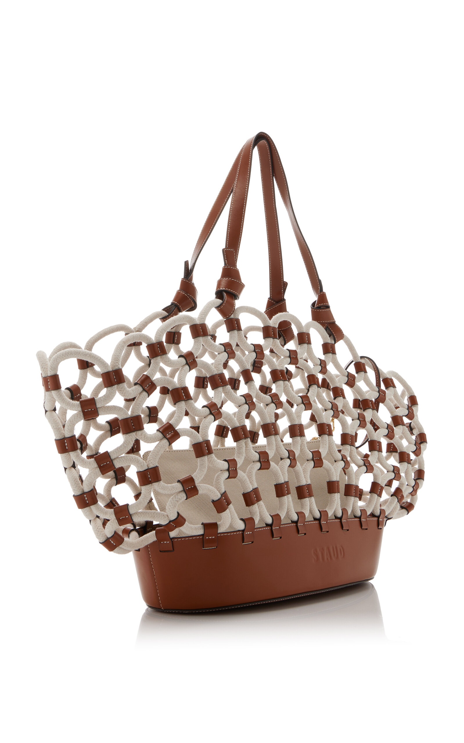 Squillo Woven Leather Rope Bag white - 3