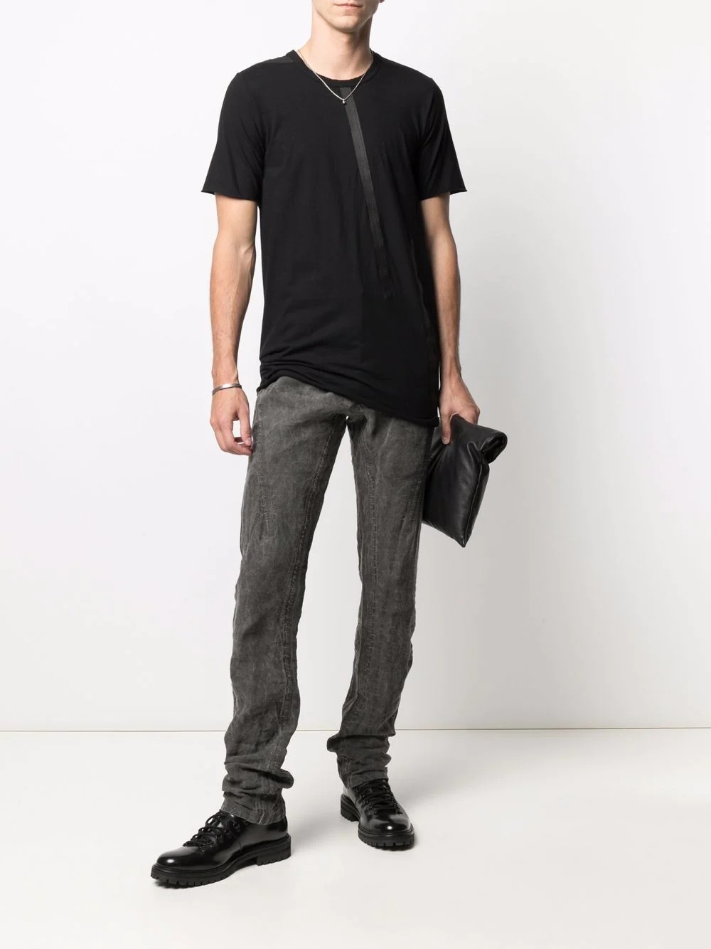 panelled contrast-trim T-shirt - 2