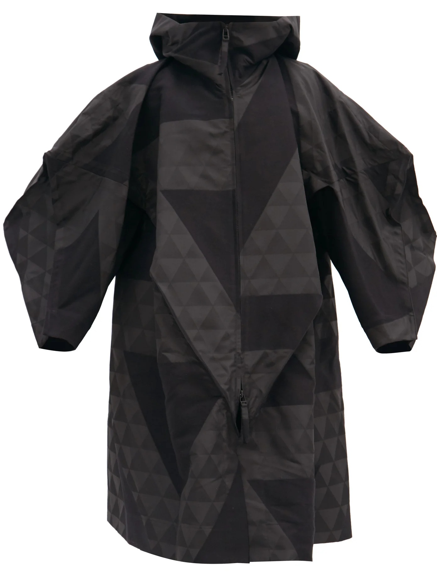 Triangle-print hooded cotton-blend anorak - 1