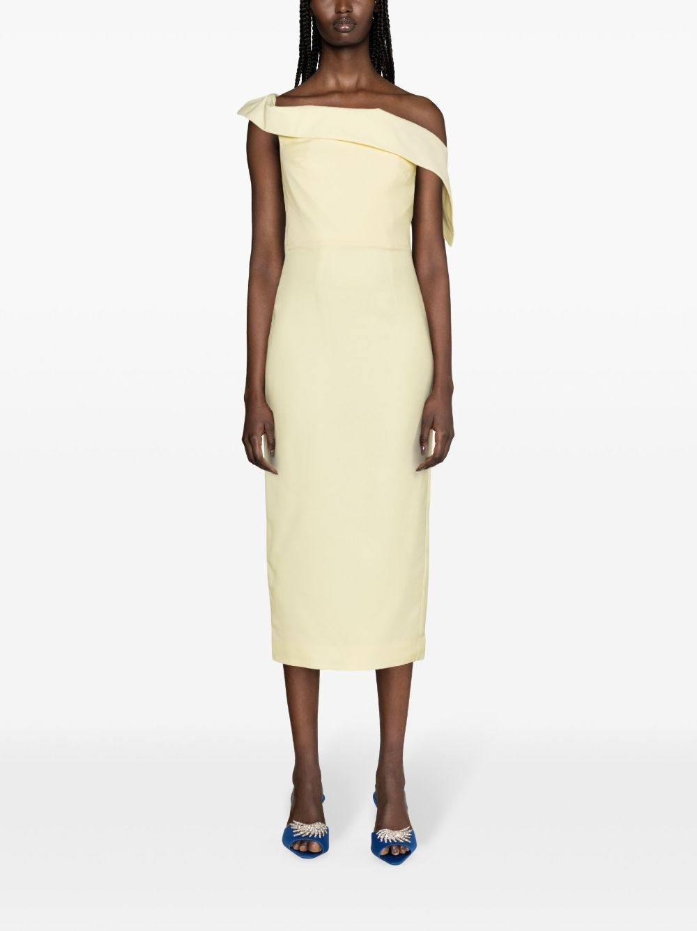 off-shoulder crepe midi dress - 2