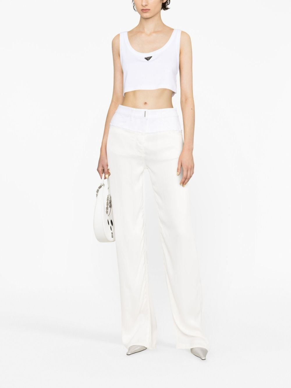 patchwork-detail high-waisted trousers - 2