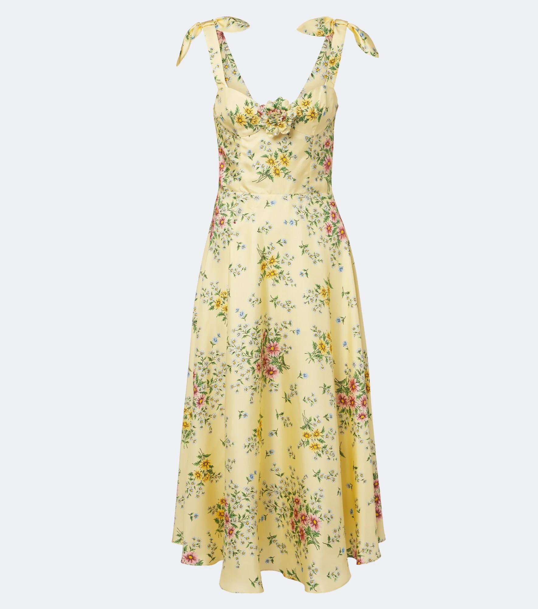 Floral silk twill midi dress - 1