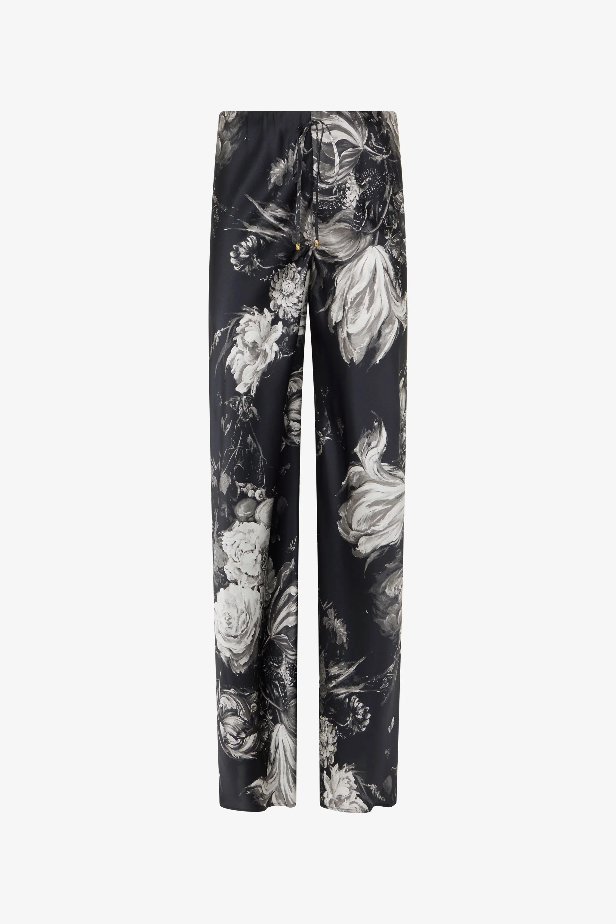 Silk Trousers with Fiammingo Flowers Print - 1