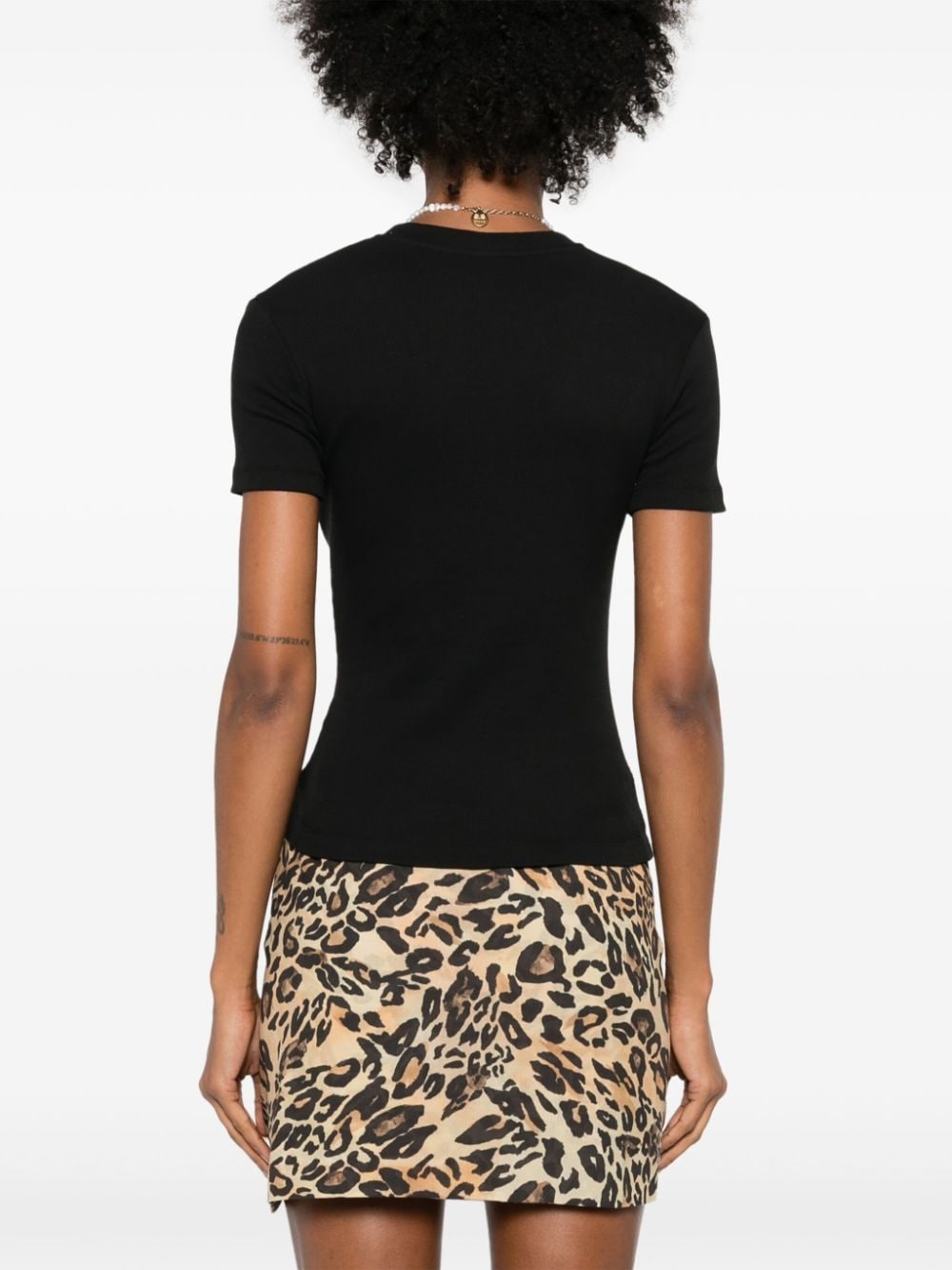 logo-embroidered cropped T-shirt - 4