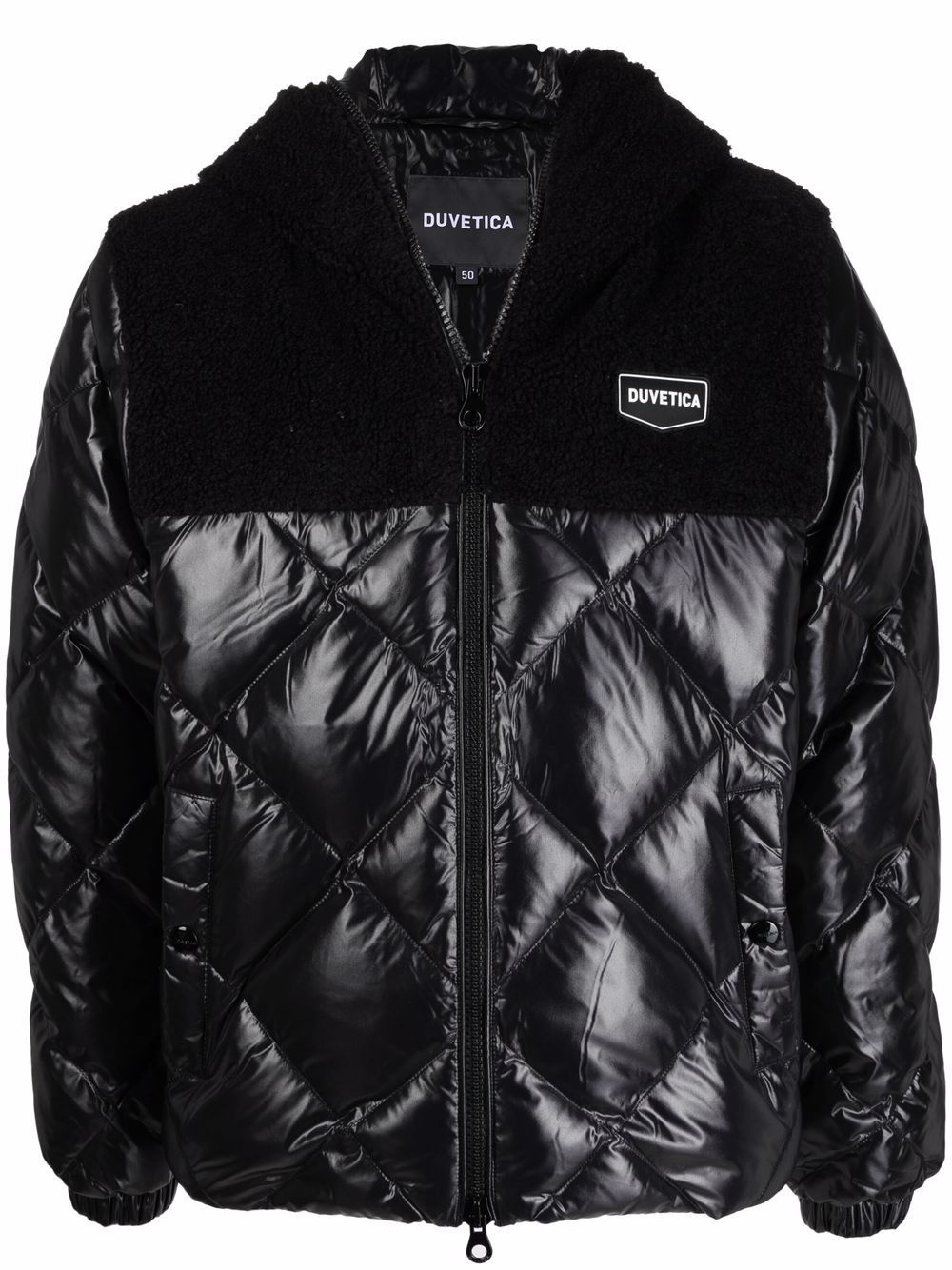 logo-patch quilted puffer jacket - 1