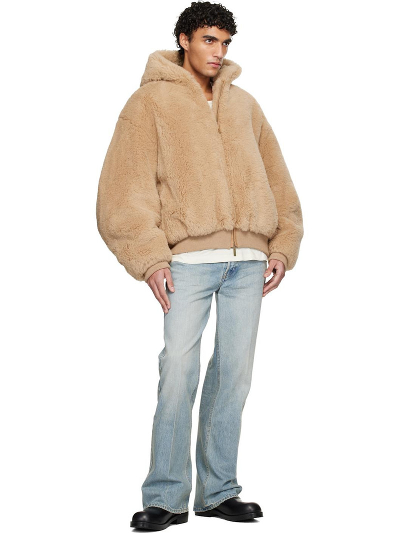 Fear of God Tan Alpaca Hooded Bomber Jacket outlook