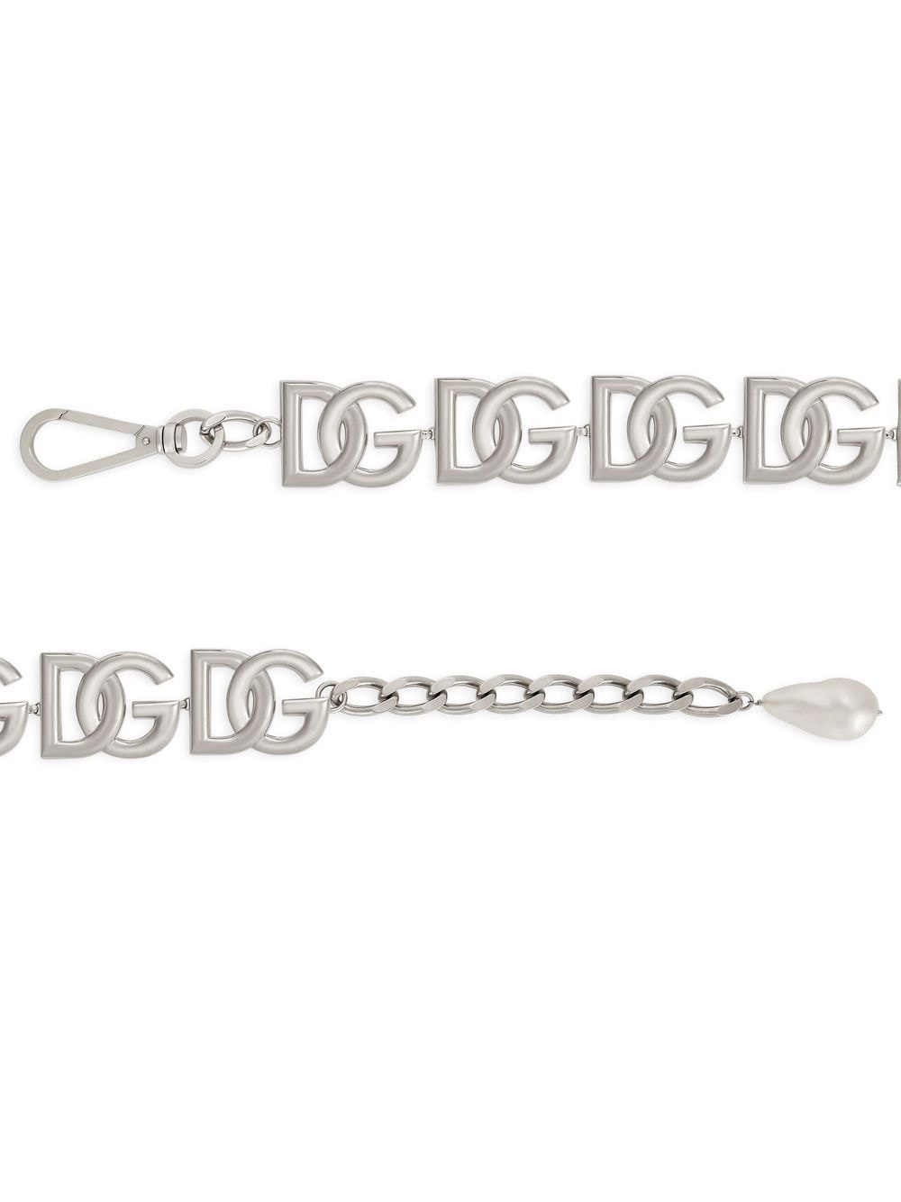 KIM DOLCE&GABBANA logo-lettering pearl-detail belt - 3