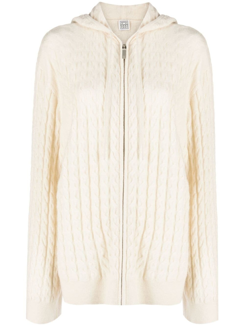 cable-knit zip-up hoodie 1