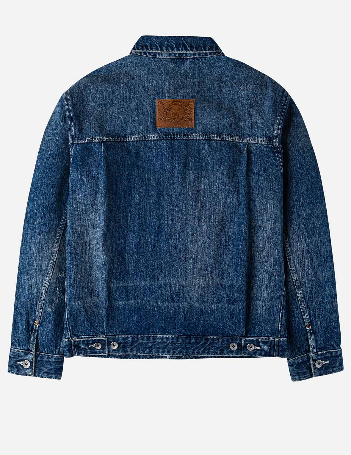 Distressed Seagull Print Relax Fit Vintage Washed Denim Jacket - 4