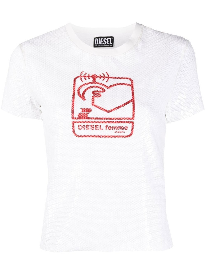 sequin-embellished logo-print T-shirt 1