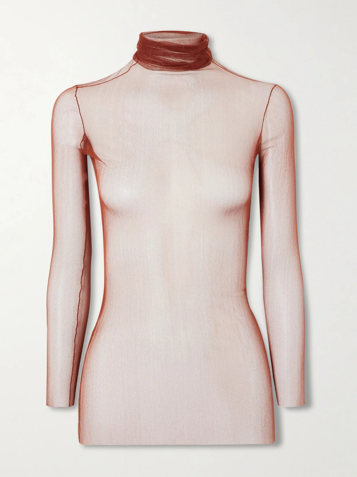 Cisne Silk-blend Tulle Turtleneck Top - 1