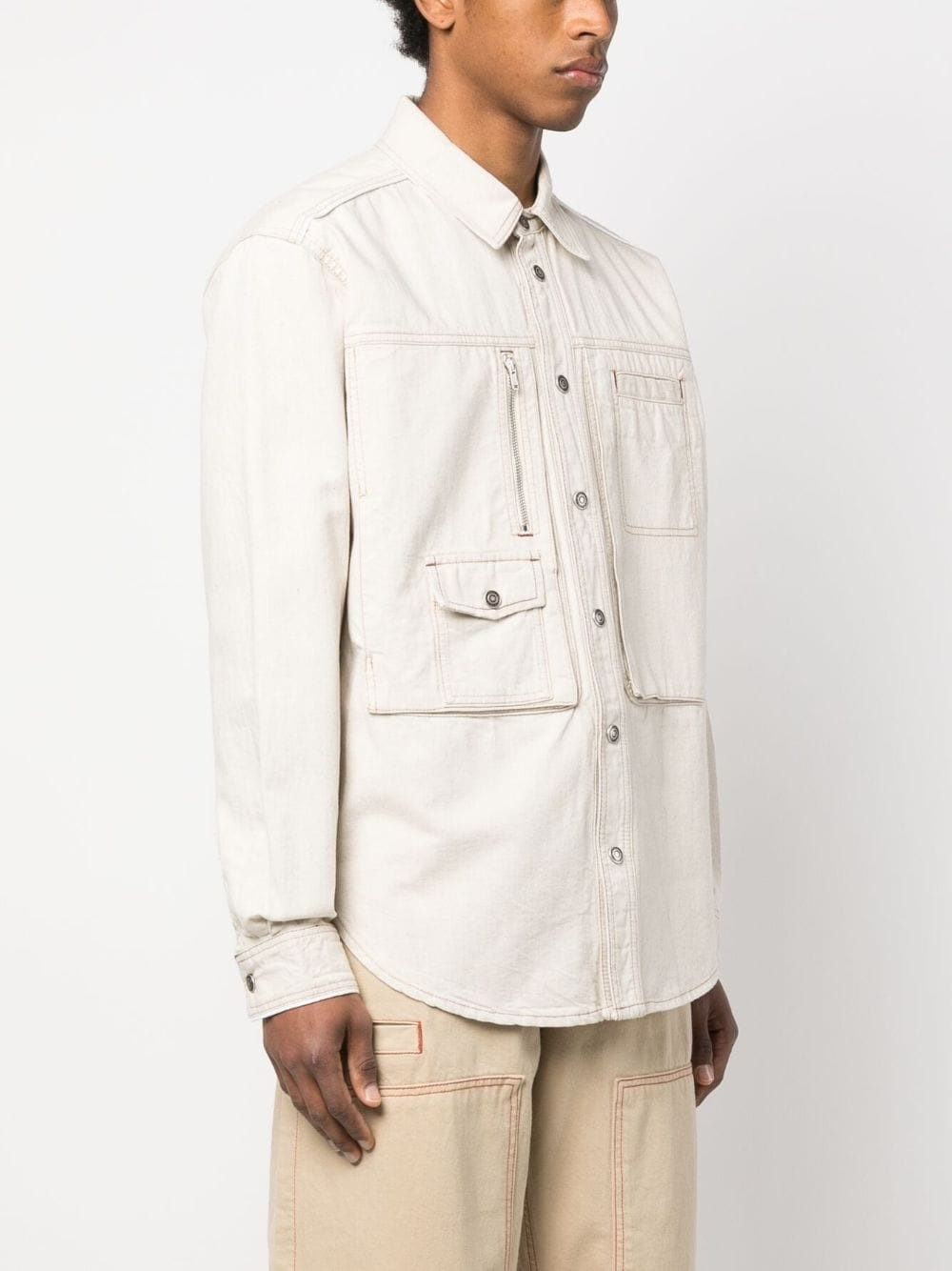 multiple-pockets shirt jacket - 3