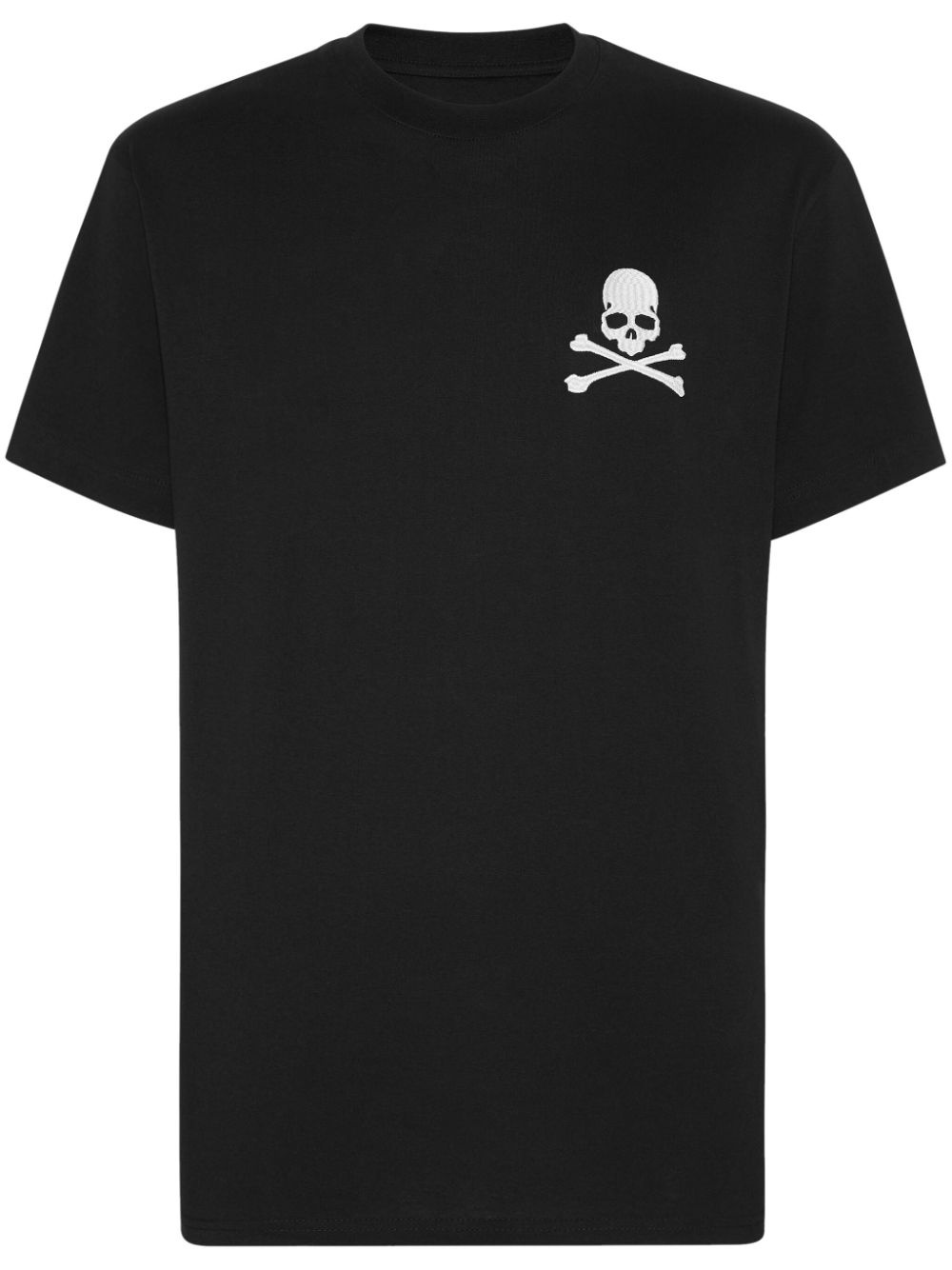 skull-embroidery cotton T-shirt - 1