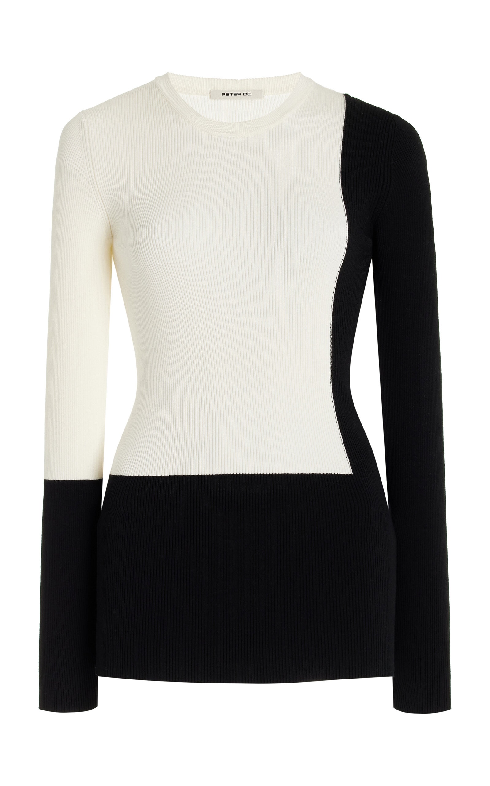 Colorblock Ribbed-Knit Sweater black/white - 1