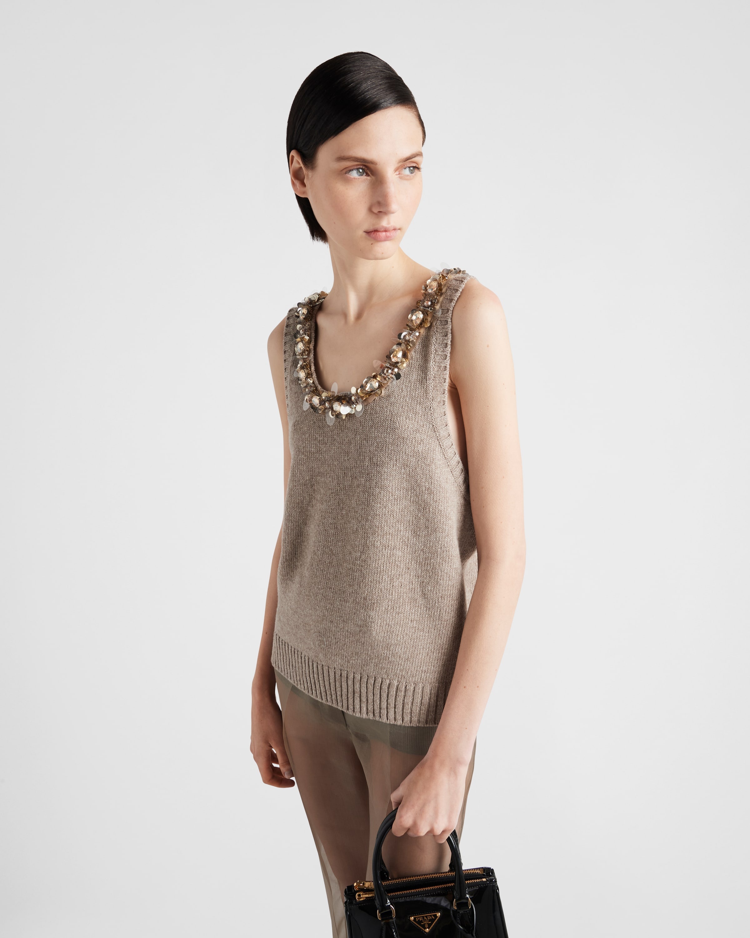 Sleeveless wool and cashmere top - 3