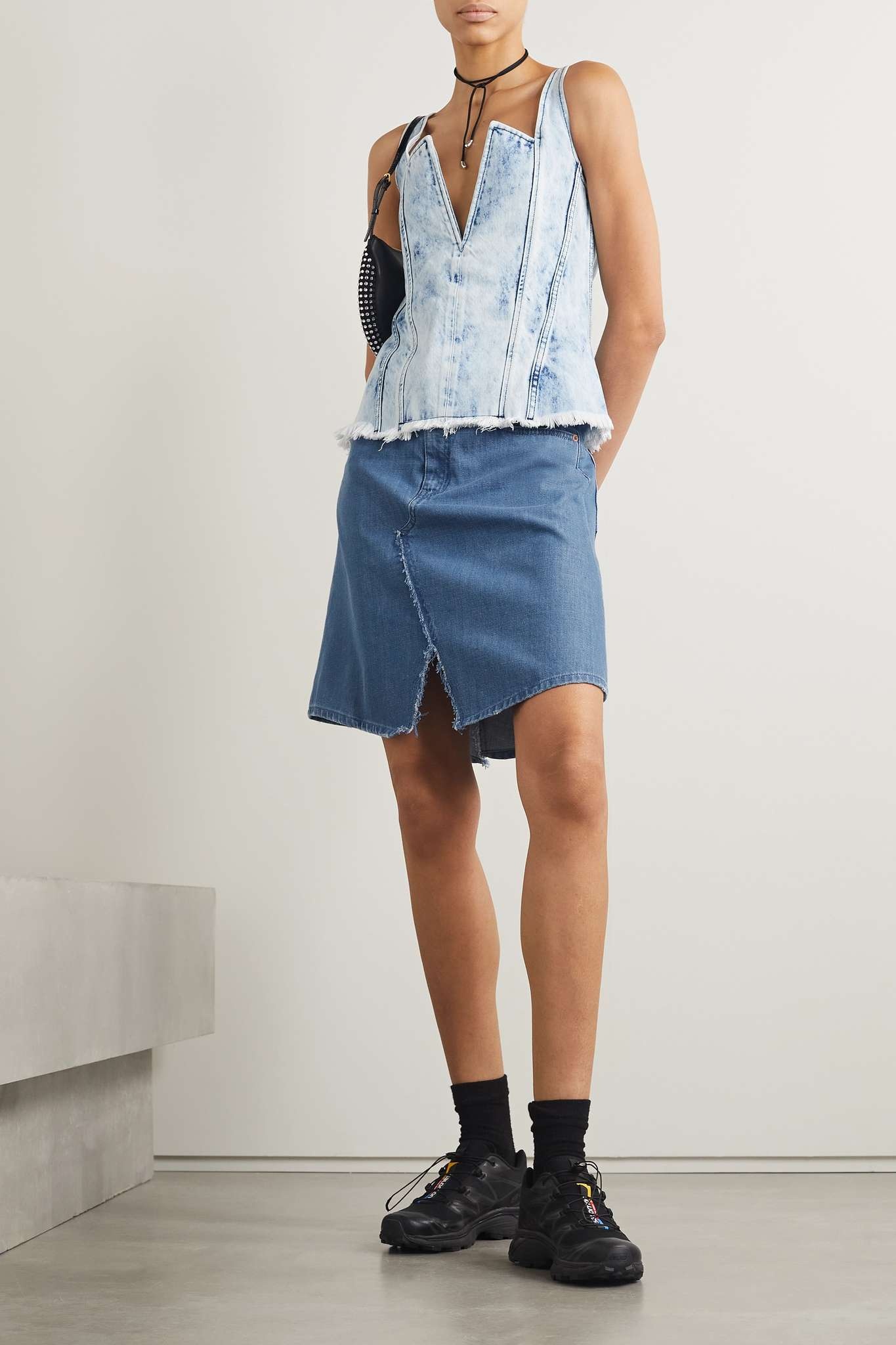 Frayed denim mini skirt - 2