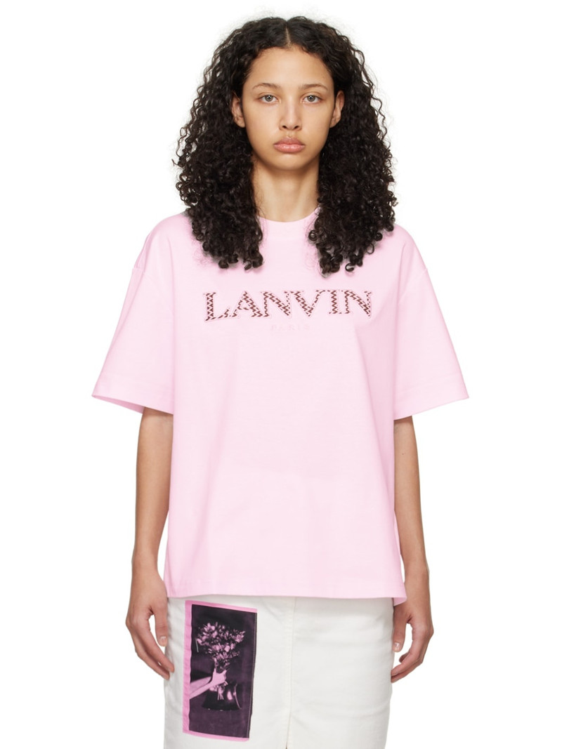 Pink Oversized Embroidered Curb T-Shirt 1