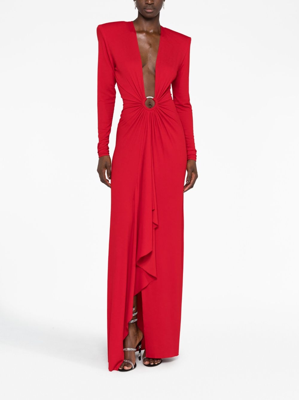 plunge-neck draped gown - 2