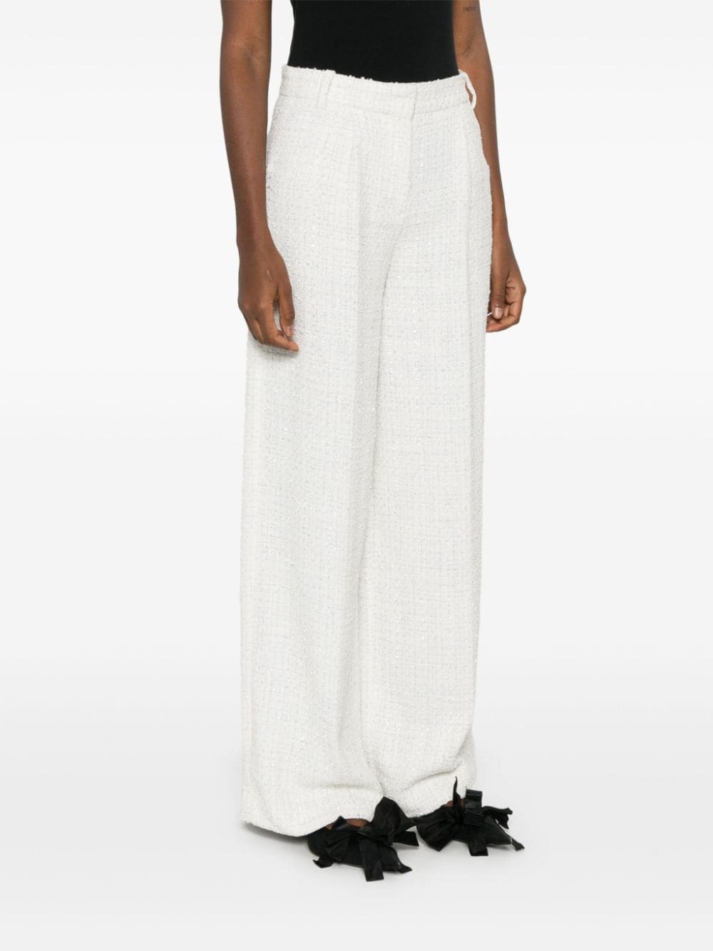 wide-leg tweed trousers - 3